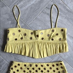 Alexis Yellow Crop Top with Cutout Details